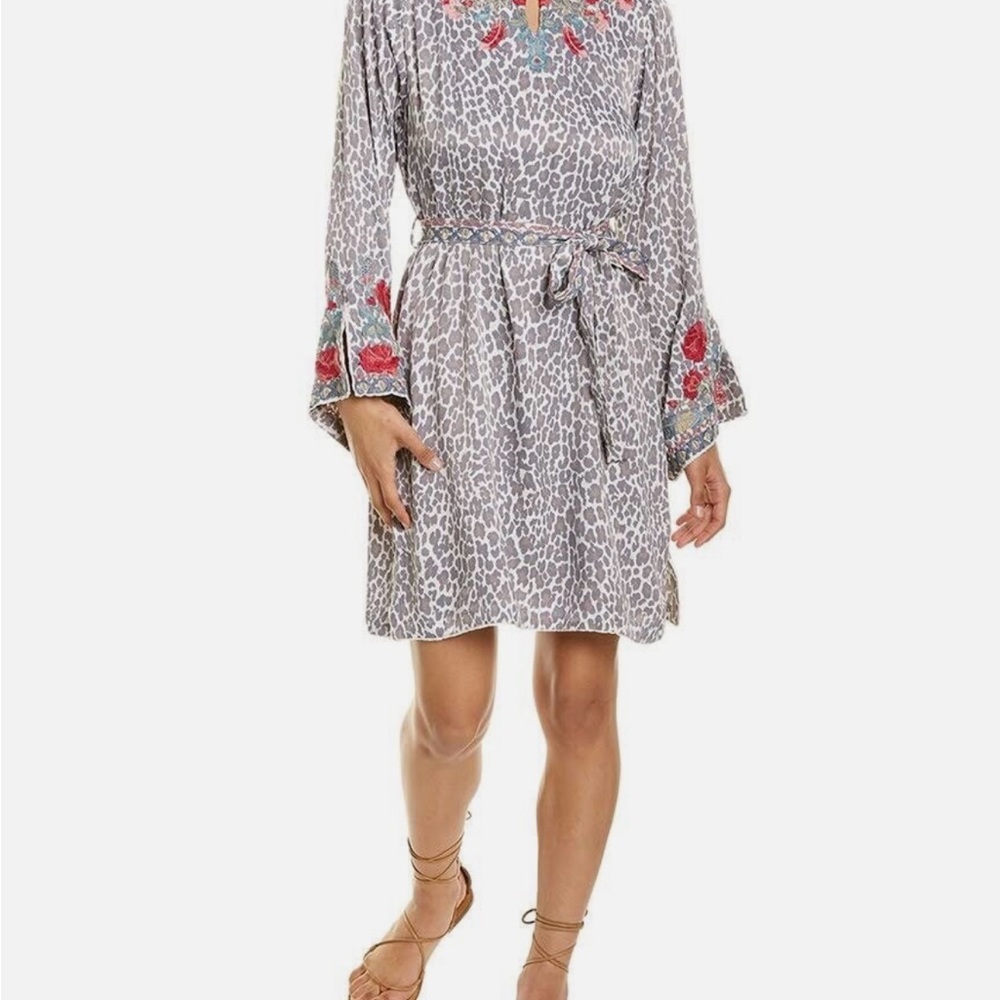 Floral Embroidered Gray leopard and floral dress